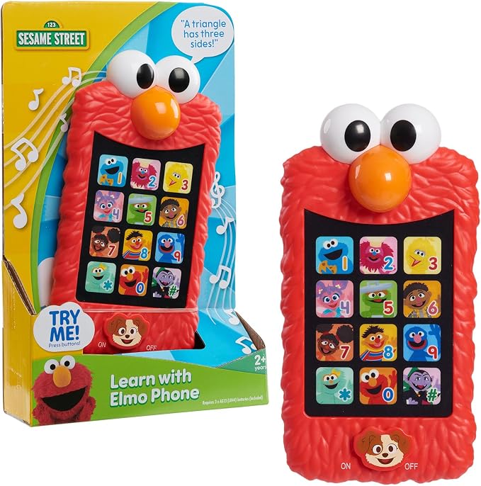Sesame Street Learn with Elmo Pretend Play Phone, Learning and Education, Kids Toys for Ages 2 Up by Just Play