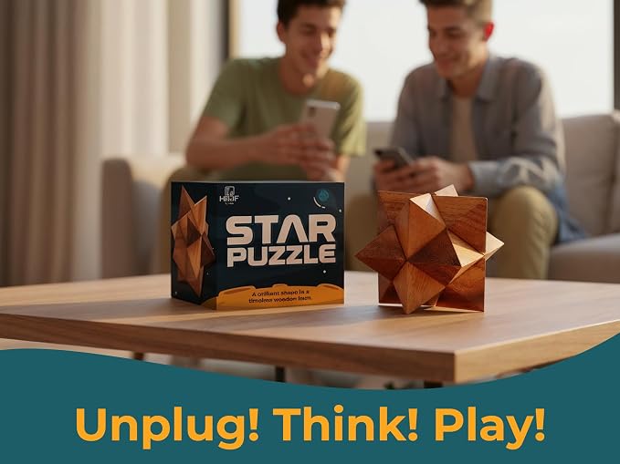 BSIRI Adults Games Gifts Wooden Star Cube Puzzle Game Brain Teasers of the Logic Game Adults Seniors and Teen to Challenge Puzzles for Fun Entertaining Things and Fun Tools of Parents