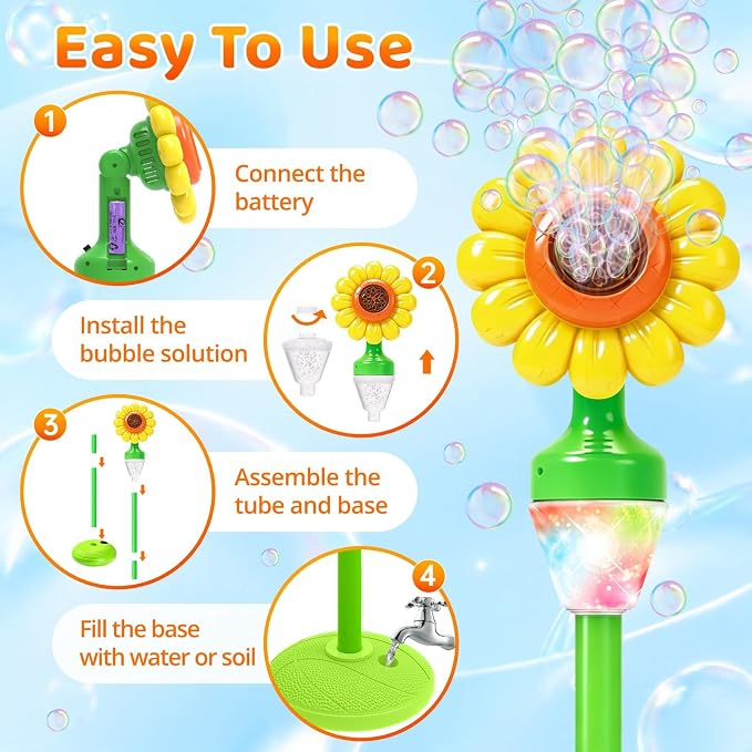 Bubble Machine Toys for Kids: Remote Control Bubble Blower Torch with Light Music, Rechargeable Adjustable Height Bubbles Wand Boys Girls Outdoor Toys for Wedding Summer Camping Backyard Party Easter