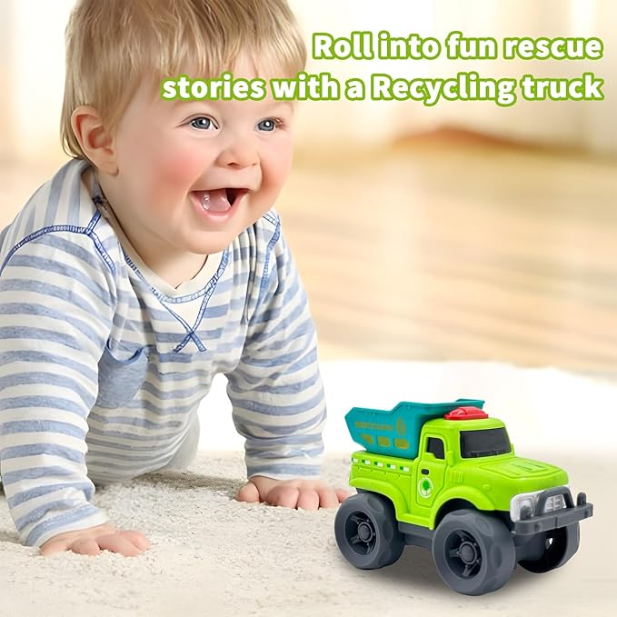 Aigitoy Toddler Car Toys for Boy Girl 1-3 Year Old, Green Recycling Truck, BPA Free, Phthalates Free, PVC, Recycled Plastic, Toddlers Toy for Fine Motor Skills, Birthday for Boys Girls