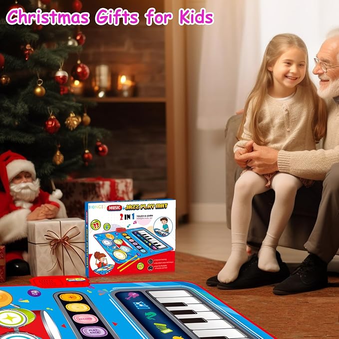 Toys for 1 Year Old Boy Gifts, 2-in-1 Musical Mat Toys for 1 2 3 4 5 Year Old,Educational Musical First Birthday Gifts 3 Boys,Christmas Stocking Stuffers Toddler
