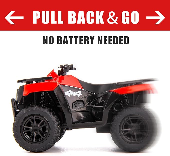 RMZ City 1:36 ATV Off Road Vehicle Model Car, Diecast Pull Back Beach Motorcycle Toy Car for Kids Boy Girl, Car Model Collection and Decoration, Red