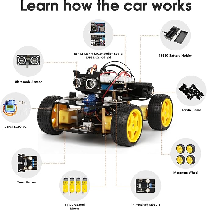 ACEBOTT Robotics Kit for Kids Ages 8-12 12-16, Smart Robot Car Kit Compatible with Arduino & Scratch, STEM Toys Coding Robot Kit with App Control, STEM Gifts for Kids and Teens