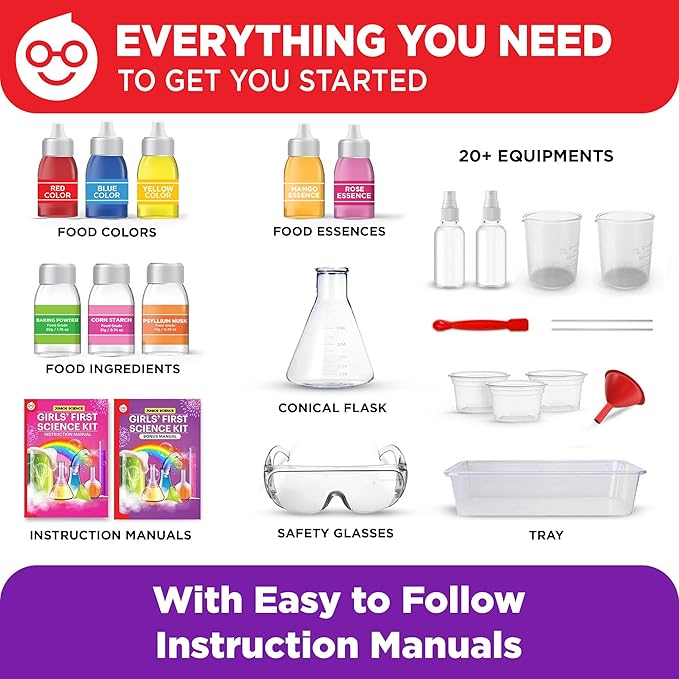 Doctor Jupiter Girls' First Science Kit for Kids Ages 4-5-6-7-8 | Birthday Gift Ideas for 4+ Year Old Girls | STEM Toy Kit with 100+ Experiments | Learning & Educational Projects