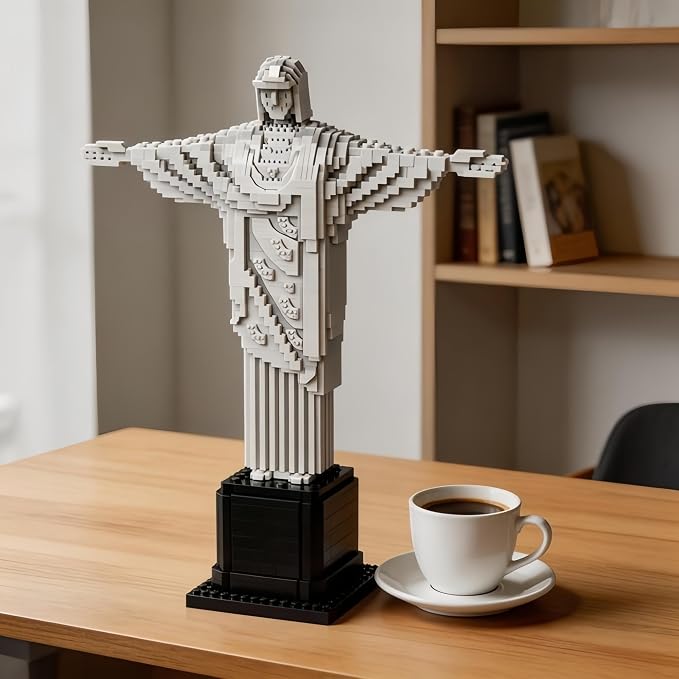 18 Inch Jesus Christ Redeemer Cross Micro Building Blocks - 2700 Pieces Serene Religious Figure, Mindful Stress Relief Hobby, Ideal Christian Gift for Home Decoration & Hobbyists