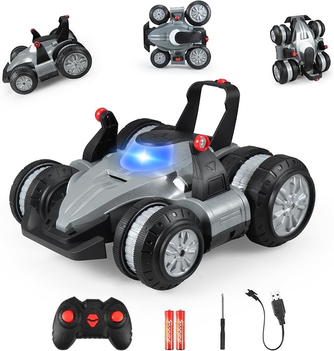 RC Drift Car for Kids, 360° Vertical Rotation, 4WD Drift Remote Control Stunt Car with LED Lights, Gift for Boys Girls Ages 6-12