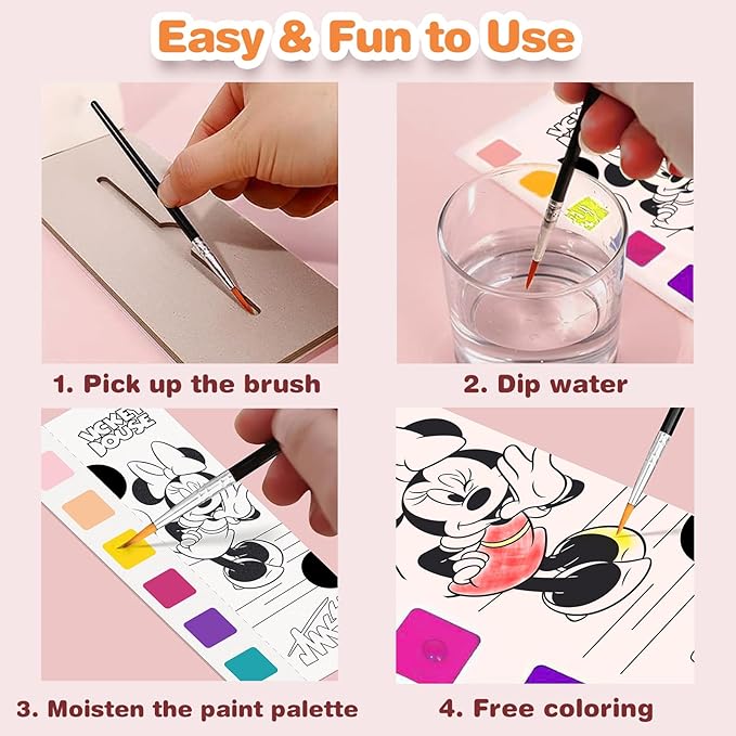 Paint with Water Coloring Books for Kids - 2 Pack, Pocket Mess Free Watercolor Painting Kit, Water Color Paint Set Arts and Crafts Gift for Girls Ages 4 5 6 7 8+, Travel Activity Toy