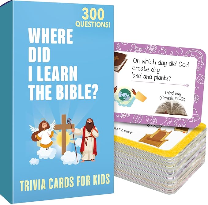 QUOKKA 300 Engaging Bible Trivia Card Questions – Fun Bible Games for Kids and Families to Learn About Scripture – Christian Games for Sunday School, Homeschool, and Family Bible Study