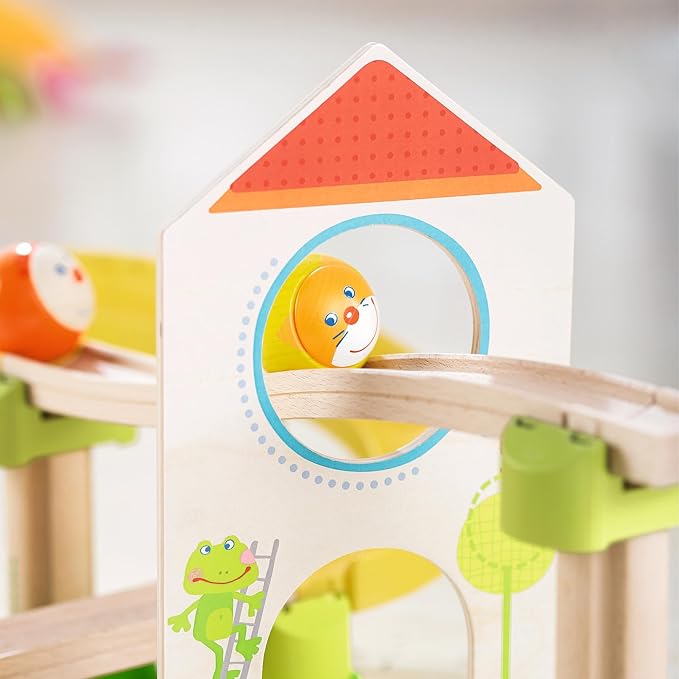 HABA Marble Run Kullerbu Windmill Playset, STEM Toy Building Set for 2-6 Year Olds, Montessori Toys Marble Maze, 25 Piece Ball Track