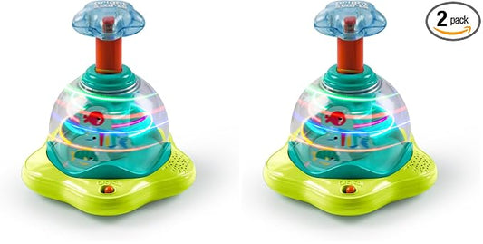 Bright Starts Press & Glow Spinner Cause and Effect Musical Baby Toy,Age 6 Months+,(Pack of 2)