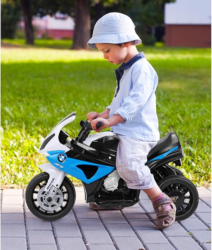Costzon Licensed BMW Kids Electric 3-Wheel Ride-On Motorcycle Toy for Boys & Girls, with Headlights, Music and Battery Powered Pedal Kids Toddler Motorcycle