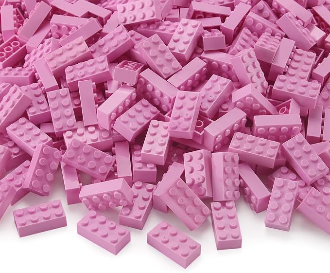 2x4 Bricks 320 Pieces Bright Pink Parts Classic Building kit Girls Boys Kids Set Basic Blocks Toy Compatible with 3001 Major Brands