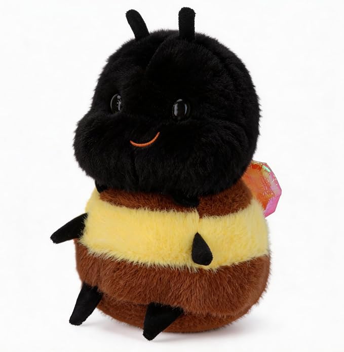 Chubby Smiling Bumblebee Plush Toy - Cute & Fluffy Bear Bee Stuffed Animal, Soft Companion for Kids & Adults, Unique Insect - Themed Gift (8 inch)