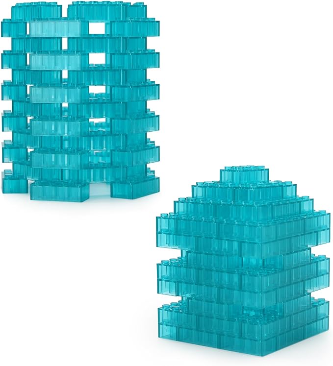 320 Pieces Transparent Light Blue 2x4 Bricks Parts Building kit Creative Play Set Blocks Basic Toy Accessories Compatible with 3001 Major Brands