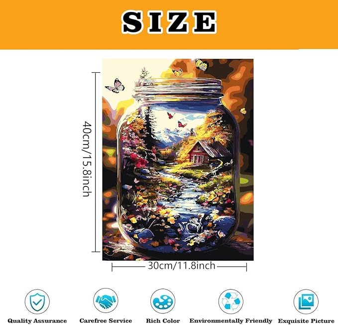 Paint by Numbers for Adults and Kids Beginner, Mountain Jar & Butterflies Painting by Number Kits On Canvas, Number Artist Paint by Number Kit DIY Oil Painting Acrylic Paints, Home Wall Decor Gift
