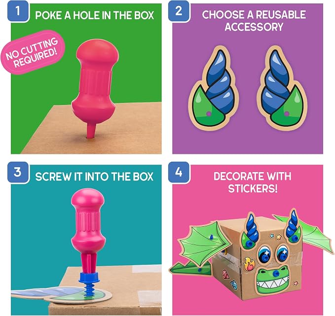 Educational Insights Boxineers Cardboard Animals - Creative Craft Supplies for Kids Projects, Cardboard Tools for Kids, DIY Fine Motor Activities, Kids Crafts and STEM Construction Kits