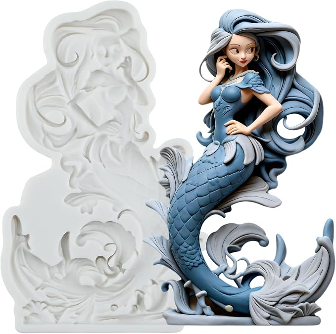 Mermaid Polymer Clay Mold Mermaid Girl Silicone Molds for Epoxy Resin Casting DIY Craft Air Dry Polymer Crafts Supplies Clay Tools