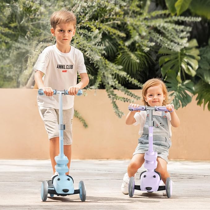 MOUNTALK Kids Scooter for Ages 1-12 Years, 3 Wheels Toddler Scooter for Children Age 1-3/3-5/5-8/8-12 Boys and Girls with Adjustable Heights and LED Wheels