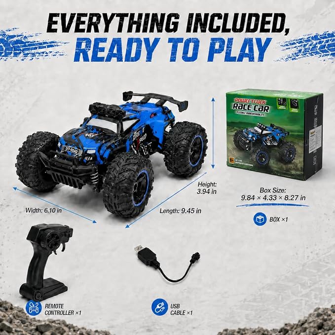 JoyRapt Remote Control RC Cars, 2.4GHz 1:18 2-Speed RC Car with LED Lights, 2WD Remote Control Truck Gifts for Beginner Boys Girls, Toy Car Birthday Christmas Easter Stuffer Gifts for Beginner Kids
