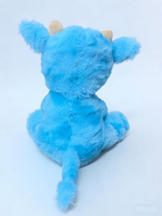 YUKOUQIAN Cute Cow Plush Stuffed Animal Doll Toy 8 inch for Girls Boys (Siting Cow CAI Blue)