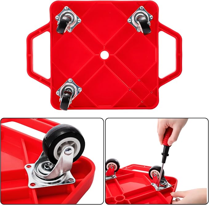 AVLA 4 Pack Sports Scooter Board with Handles, Plastic Casters Floor Scooters for Kids, Indoor Sitting Scooter with Rollers, Physical Education for Home, Homeschool Supplies
