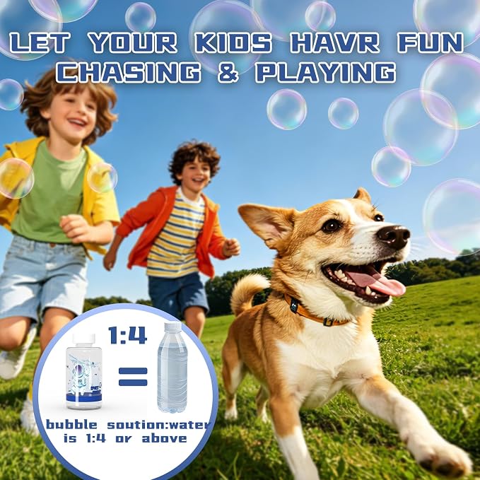 Remote Control Rotating Bubble Machine, Rechargeable Auto Bubble Blower for Kids Party Outdoor Gift