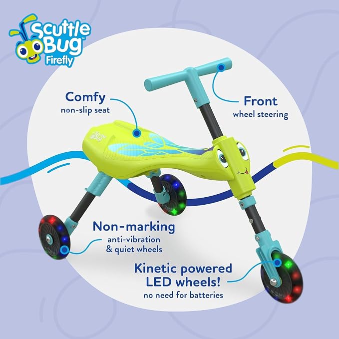 3-Wheel Ride-On Balance Bike, Foldable Ride-On Tricycle with Adjustable Legs, Develop Toddler Balance and Coordination, Boys and Girls Ages 1-4