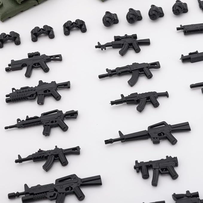 Military Weapons Pack 24 Pcs U.S. Accessories Kits Toys, Army Equipment Gear WW2 Guns for Boys 6+, Compatible with Mini Figure of Major Brand