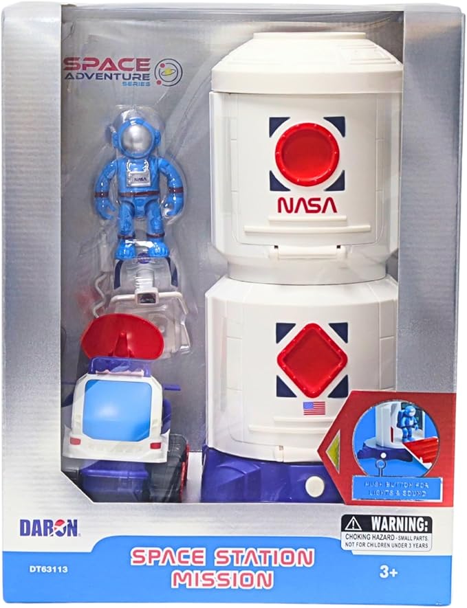 Space Adventure Space Station Playset – NASA Licensed Light & Sound Space Base with Capsule, Rover, Hover Scooter & Astronaut Figure, Plastic Space Toy & Collectible for Kids Ages 3+