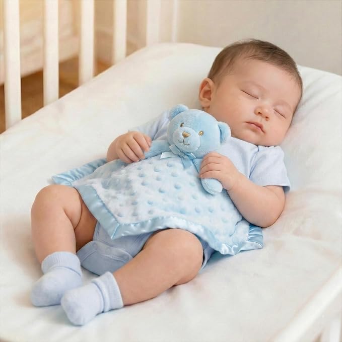 Pro Goleem Teddy Bear Lovey Baby Security Blanket for Boys and Girls Unisex Soft Lovie Baby Gifts for Newborn Toddler Snuggle Toy Stuffed Animal Blue 16 Inch