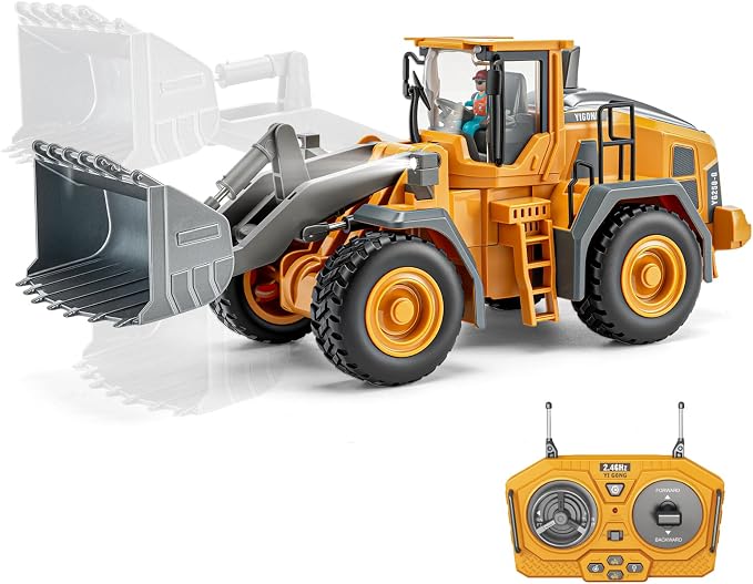 Metal RC Wheel Loader, 9-Channel Remote Control Construction Truck with Realistic Lights & Sounds, 1:20 Scale Rechargeable Engineering Toy for Boys Age 3-12, STEM Educational Gift