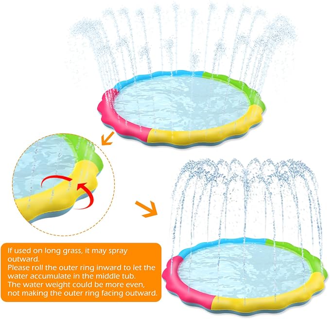 Jasonwell Splash Pad Sprinkler for Kids Splash Play Mat Outdoor Water Toys Inflatable Splash Pad Baby Toddler Pool Boys Girls Children Outside Backyard Dog Sprinkler Pool Age 1 2 3 4 5 6 7 8 9 M