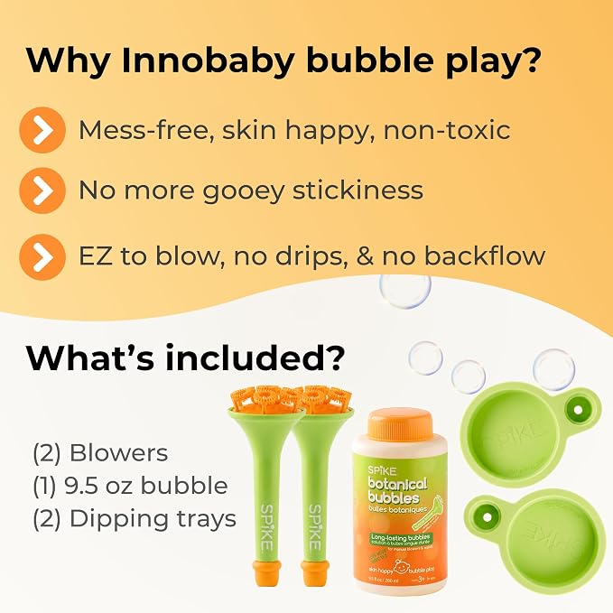 Innobaby Spike Long Lasting Outdoor Botanical Bubbles w/ 2 Blowers & Trays