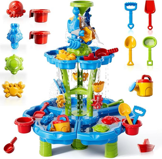Kids Sand Water Table: Water Table for Toddlers 3-5, Water and Sand Activity Sensory Tables Summer Outdoor Toys Beach Toys for Outside Backyard for Kids Toddlers Age 3 4 5 6 7 8