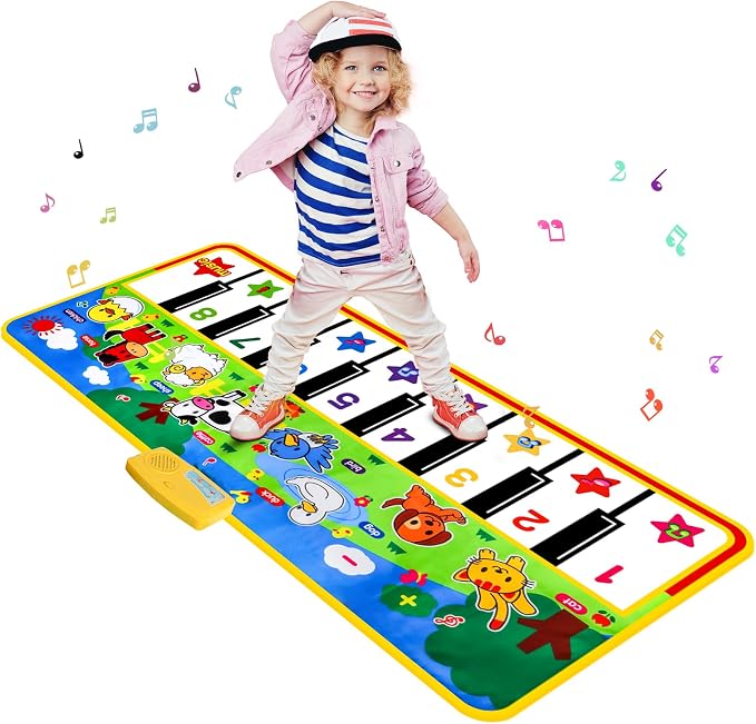 M SANMERSEN Piano Mat - 53" x 23" Musical Mat 8 Animals Sounds Dance Mat for Kids Touch Play Dancing Mat Toy Gifts for 1 2 3 4 5 6 Year Old Girls Boys Toddlers