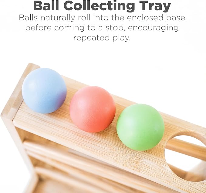 Small Montessori Ball Tracker Wooden Ball Drop - Wood Toys for 3 Year Old - Educational Toy for Baby and Toddler - Ramp Maze Run Track