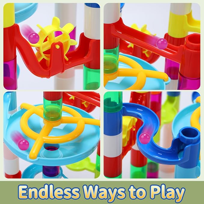 EagleStone 105PCS Marble Run STEM Maze Building Toy Race Track Set | 75 Track Pieces With Plastic And Glass Marbles, Marble Maze Race Track Toy For Kids Ages 3-12, Educational Gift Boys Girls