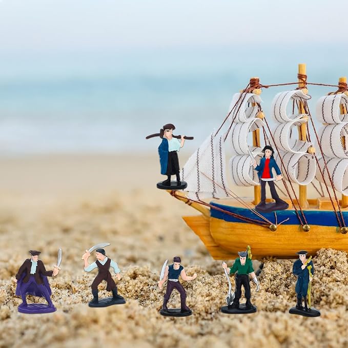 ONEST 8 Pieces Little People Figurines Hand Painted People Action Figures Figures Realistic Detailed Pirate Figurine Model Figures Party Favors Table Decorations