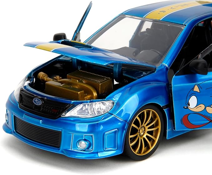 Jada Sonic The Hedgehog 1:24 2012 Subaru Impreza WRX STI Die-cast Car & Sonic Figure, Toys for Kids and Adults