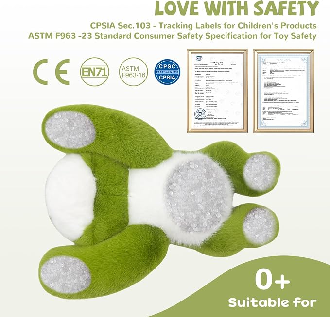 Green Frog Stuffed Animal 17.7INCH 1.56IB | Cute Weighted Frog Plush Pillow, Huggable Stuffy, Soft Plushies, Birthday Gifts for Kids Boys Girls