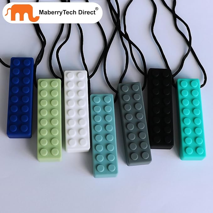 Chew Necklaces for Sensory Kids, 7 Pack Chewy Necklace Sensory Toys for Kids with Autism, Anxiety, ADHD, SPD, Silicone Chew Toys for Boys Girls Adults Chewing Biting Fidgeting