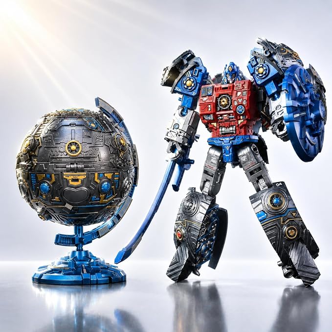 Globe Transforming Toy, 2 in 1 Transform into Robot Action Figure, DIY Transformation Figure Toys for Kids & Adults Action Figures for Boys Party Favors Gift
