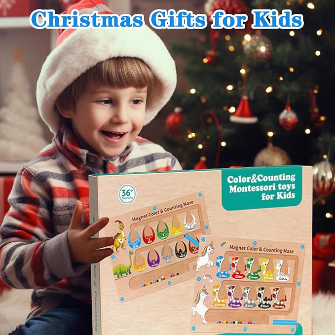 HONGID Dinosaur Toys,Magnetic Color and Number Maze, Montessori Toys for 3 4 5 Year Old,Learning Educational Sensory Toys for Toddlers and Kids Boys Girls,Christmas Stocking Stuffers for Kids