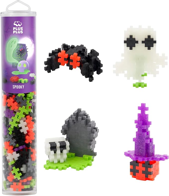 PLUS PLUS 240 Piece Spooky Mix Tube - Mini Interlocking Building Blocks Set, Stem Toys for Kids - Sensory Bin Fillers/Math Manipulatives Classroom Must Haves Gifts for Boys & Girls