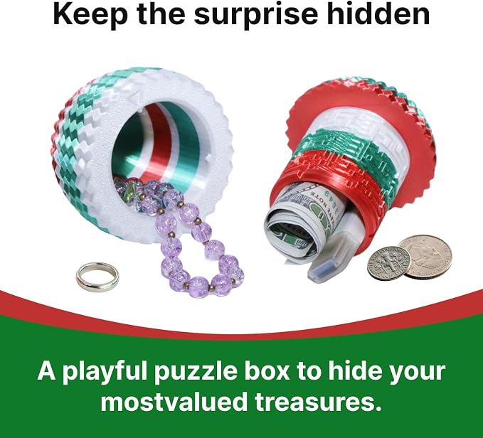 Money Puzzle Box for Cash Gift Card Holder - Reusable Secret Safe with 4 Unique Maze Egg Designs, 3D Printed Brain Teaser Game for Teens Adults, Easter Birthday Christmas Stocking Stuffer