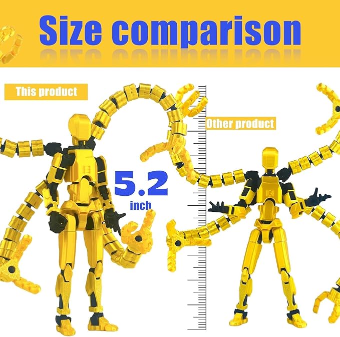 T13 Already Assembled Action Figure Accessories,T13 Multi-Jointed Movable,for Collectors Desktop Decorations t-13 Movability 3D Printed Toys (Yellow, 5.5inch)
