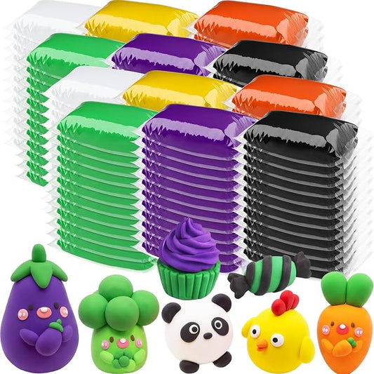VioraWhite 144 Pcs Air Dry Clay Bulk 76 oz Mardi Gras Soft DIY Modeling Clay Kit Magic Foam Crafts for Sculpting Kids Gifts Party School Supplies for Crafts Artistic Project(Carnival Color)