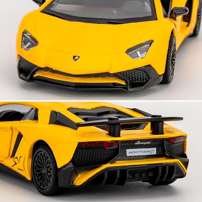 TGRCM-CZ 1/36 Scale Lamborghini Aventador LP770-4 Casting Car Model, Zinc Alloy Toy Car for Kids, Pull Back Vehicles Toy Car for Toddlers Kids Boys Girls Gift (Yellow)
