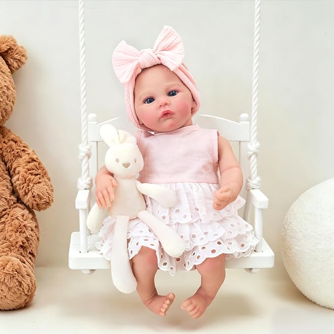 FOCKOF Realistic Reborn Baby Dolls-18 Inch Realistic Baby Doll Girls Soft Cloth Body Reborn Baby with Gift Box for Kids Age 3+