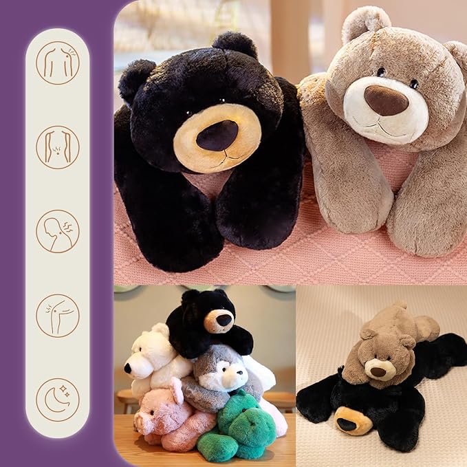 OSOCU® Microwavable & 1.8 LB Weighted Stuffed Animal - Brown Bear Heating Pad with Lavender & Tourmaline - Soothing Warm Heatable Plush Toy for Menstrual Cramps, Muscle Aches, Shoulder Tension